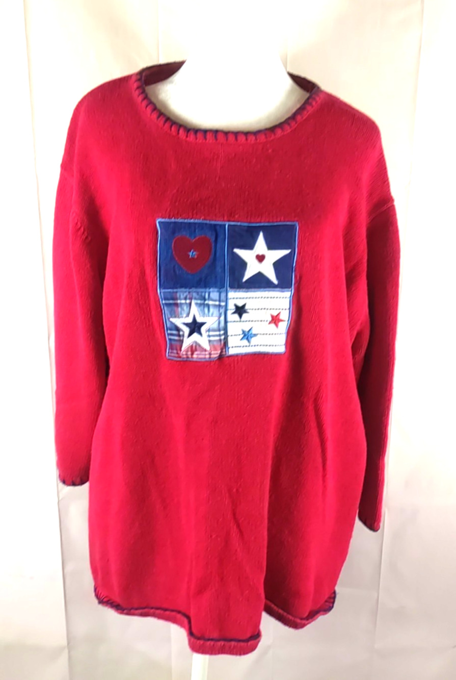 Sag Harbor Sport Woman Sixe 3 X Red Sweater Stars